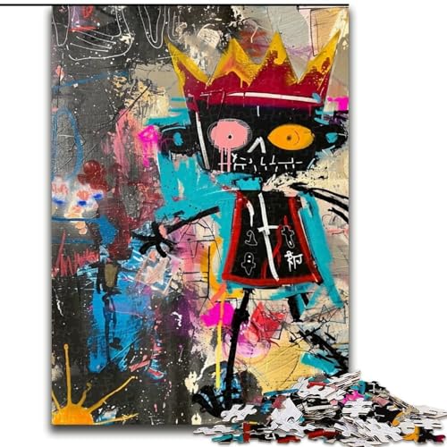 Puzzle mit 1000 Teilen für Teenager, Totenkopfkrone im Basquiat-Stil, Elefantenspielzeug, Denkspiel, Geburtstagsgeschenk, Geschenke, Wandkunst für Kinder ab 14 Jahren (Größe 50x75cm) von LYXIANY