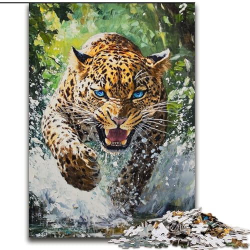 Puzzle mit 1000 Teilen für Teenager, laufender Gepard, hilft dem Gehirn beim Trainieren, süchtig machendes Spielzeug, um Geduld zu fördern, perfekte Dekoration, 50x75cm von LYXIANY