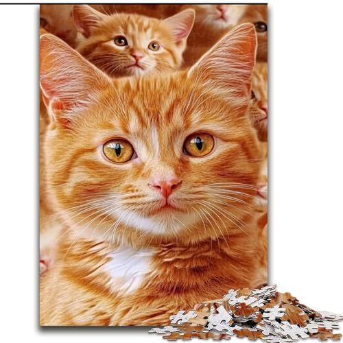 Puzzle mit 1000 Teilen für Teenager, orangefarbene Katze, Analyse und Logik mit vollständig ineinandergreifenden, zufällig geformten Teilen für Kinder ab 14 Jahren (Größe 26x38cm) von LYXIANY