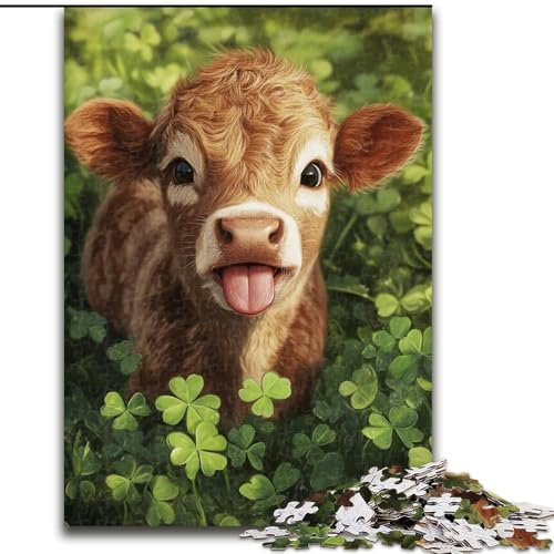 Puzzle mit 1000 Teilen für Teenager, süßes Babykalb, Lernspiele, Heimdekoration, ganze Familie (Größe 26x38cm) von LYXIANY