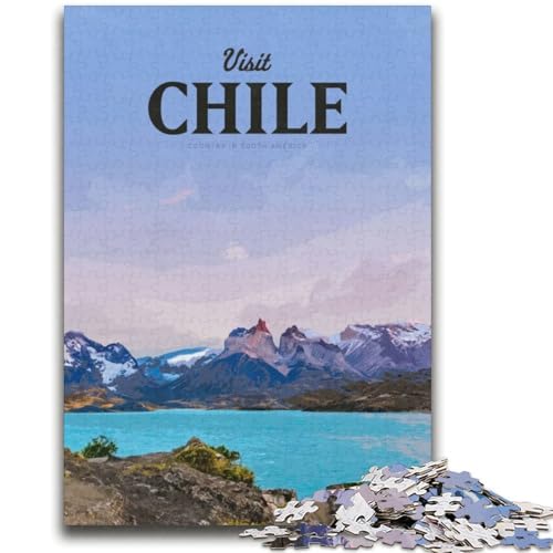 Puzzle mit 1000 Teilen für Teenager Besuchen Sie Chile für Kinder ab 14 Jahren Quizspiel, Spaß für zu Hause, Geburtstagsgeschenk, Reisegeschenk (Größe 38x52cm) von LYXIANY