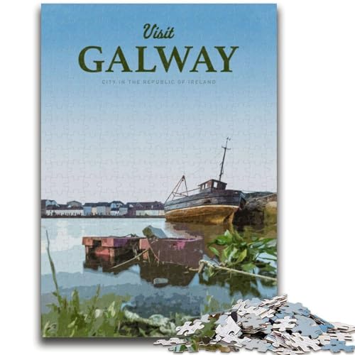 Puzzle mit 1000 Teilen für Teenager Besuchen Sie Galway, ab 14 Jahren Quizspiel, Spaß für zu Hause, Geburtstagsgeschenk, Reisegeschenk (Größe 38x26cm) von LYXIANY