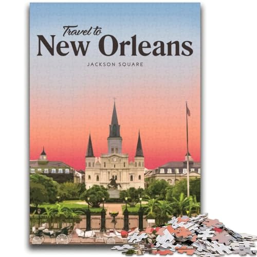 Puzzle mit 1000 Teilen für Teenager Besuchen Sie New Orleans, ab 14 Jahren Quizspiel, Spaß für zu Hause, Geburtstagsgeschenk, Reisegeschenk (Größe 38x52cm) von LYXIANY