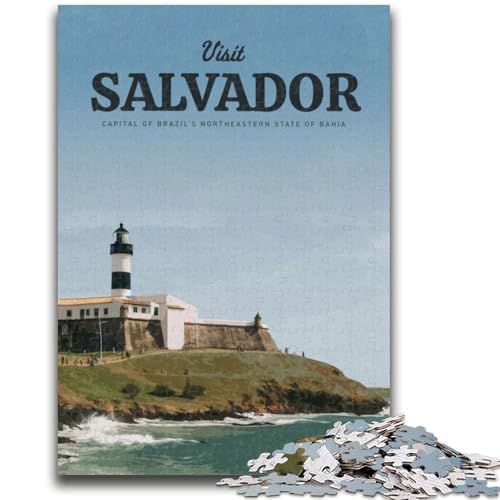 Puzzle mit 1000 Teilen für Teenager Besuchen Sie Salvador für Kinder ab 14 Jahren Quizspiel, Spaß für zu Hause, Geburtstagsgeschenk, Reisegeschenke (Größe 50x75cm) von LYXIANY