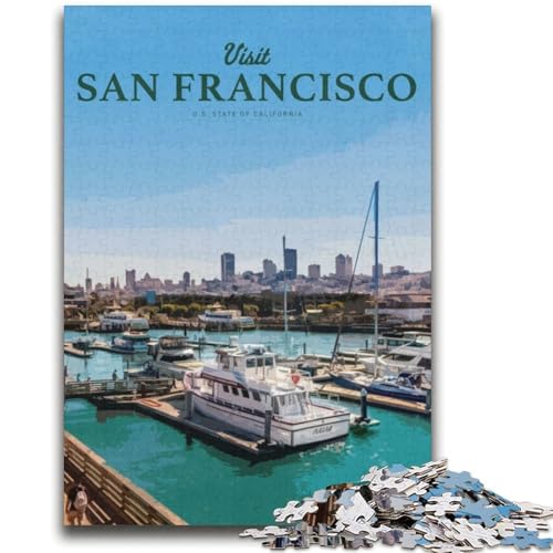 Puzzle mit 1000 Teilen für Teenager Besuchen Sie San Francisco, ab 14 Jahren Quizspiel, Spaß für zu Hause, Geburtstagsgeschenk, Reisegeschenk (Größe 38x52cm) von LYXIANY