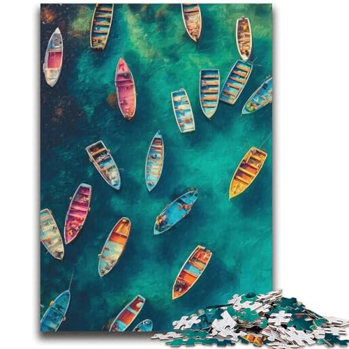 Puzzle mit 1000 Teilen für Teenager mit kleinem Boot auf dem Meer Lustige Familienspiele ganze Familie (38x52cm) von LYXIANY