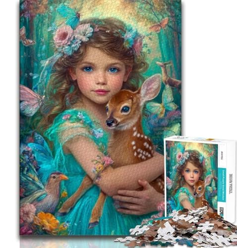 Puzzle mit 1000 Teilen für kleine Mädchen und Hirschbabys, für Teenager, Denksportspiel, Wanddekoration, einzigartige Geburtstags (38x26cm) von LYXIANY
