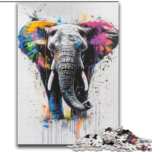Puzzle mit 2000 Teilen für Teenager, Regenbogenelefant, geeignet für Kinder ab 14 Jahren, anspruchsvolles Spiel, tolles Geschenk zum Spielen, 70x100cm von LYXIANY