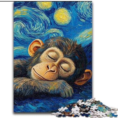 Puzzle mit Affen-Nachthimmel für Erwachsene und Teenager, 1000 Teile, Lernspiele, Heimdekoration, Geburtstagsgeschenk, Geschenke, Wandkunst (26x38cm) von LYXIANY