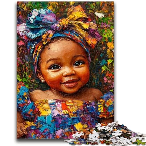 Puzzle mit afrikanischem kleinen Mädchen für Erwachsene und Teenager, Lernspiele, Wanddekoration, einzigartige Geburtstags (38x26cm) von LYXIANY