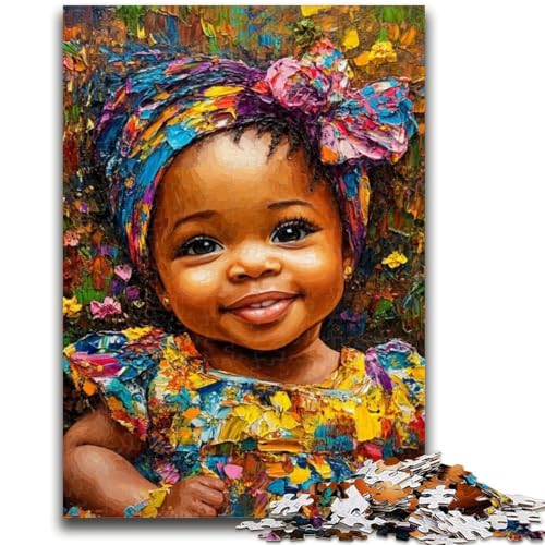 Puzzle mit afrikanischem kleinen Mädchen für Erwachsene und Teenager, Lernspiele, Wanddekoration, einzigartige Geburtstags (50x75cm) von LYXIANY