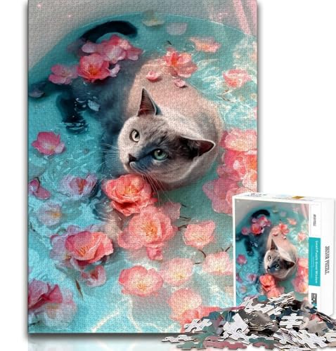 Puzzle mit rosa Blumenkatze für Erwachsene, 1000 Teile, Lernspiel, Herausforderungsspielzeug, ganze Familie, 38x26cm Puzzle mit rosa Blumenkatze für Erwachsene, 1000 Teile, Lernspiel, Herausforderungsspielzeug, ganze Familie, 38x26cm von LYXIANY