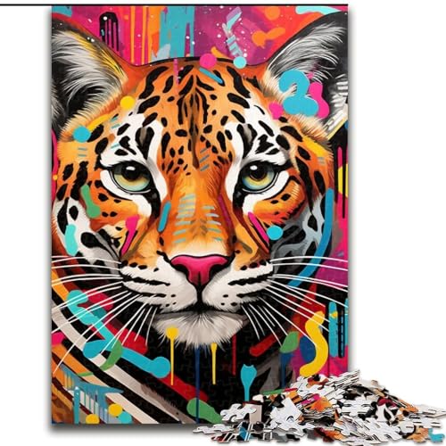 Puzzles Ozelot-Graffiti, Holzpuzzle, 50x75cm, anspruchsvolles Denkspiel, Familienaktivität, Heimdekoration Puzzles Ozelot-Graffiti, Holzpuzzle, 50x75cm, anspruchsvolles Denkspiel, Familienaktivität, Heimdekoration von LYXIANY