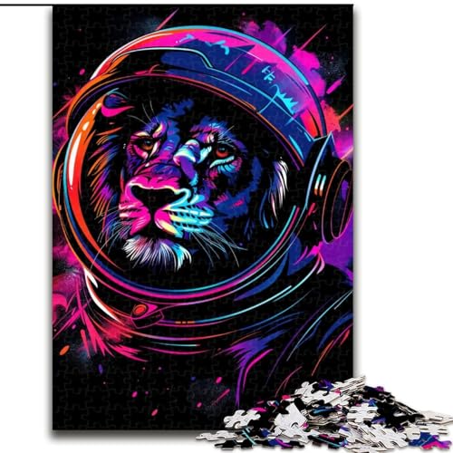 Puzzles Weltraum-Astronauten-Löwe, Kartonpuzzles für Erwachsene, Größe 26x38cm, Eltern, Partner, Freunde – ab 14 Jahren von LYXIANY