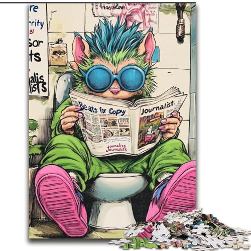 Puzzles für 1000 Teile, Cat Go Toilet-Puzzles für Erwachsene, 50x75cm, Denksportspiel, interaktives Familienspiel, geeignet für Kinder ab 14 Jahren von LYXIANY