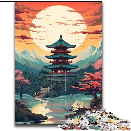 Puzzles für 1000 Teile Japanische Tempel, Holzpuzzle für Erwachsene, Größe 50x75cm, anspruchsvolles Denkspiel – entspannendes Spielzeug für Teenager von LYXIANY