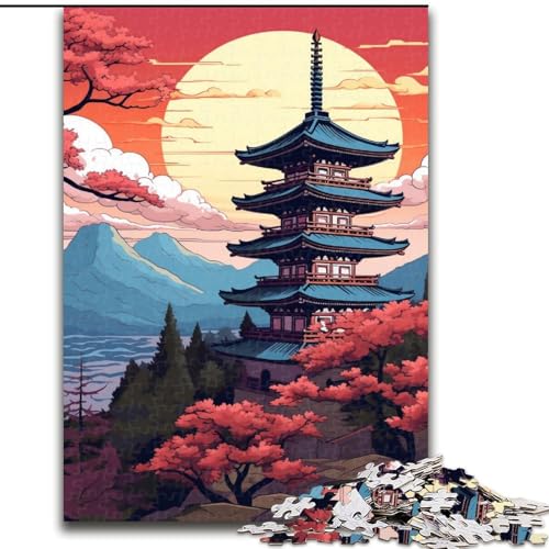 Puzzles für 1000 Teile Japanische Tempel, Holzpuzzle für Erwachsene, Größe 50x75cm, anspruchsvolles Denkspiel – entspannendes Spielzeug für Teenager von LYXIANY