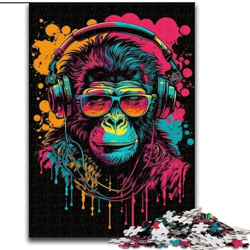 Puzzles für 1000 Teile Kopfhörer-AFFE, Holzpuzzles, Größe 50x75cm, anspruchsvolles DIY-Denkspiel, perfektes Familienspiel oder dekoratives Geschenk von LYXIANY