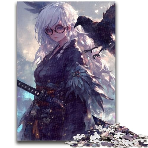 Puzzles für Erwachsene, Anime-Krähenmädchen, helfen dem Gehirn, süchtig machendes Spielzeug zu trainieren, um Geduld zu fördern, geeignet für Paare, 50x75cm von LYXIANY