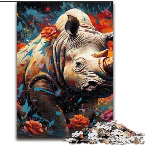 Puzzles für Erwachsene, Nashorn-Puzzles für Erwachsene, Größe: 50x75cm, für Reiseliebhaber und Paare, anspruchsvolles Spielzeug von LYXIANY