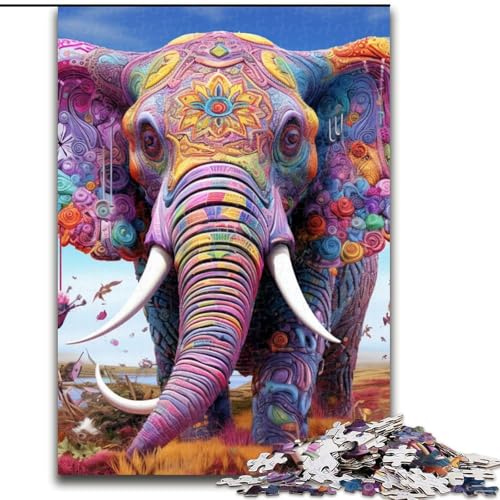 Puzzles für Erwachsene, Psychedelische Elefanten-Puzzles für Erwachsene, Größe: 50x75cm, für Reiseliebhaber und Paare, anspruchsvolles Spielzeug von LYXIANY