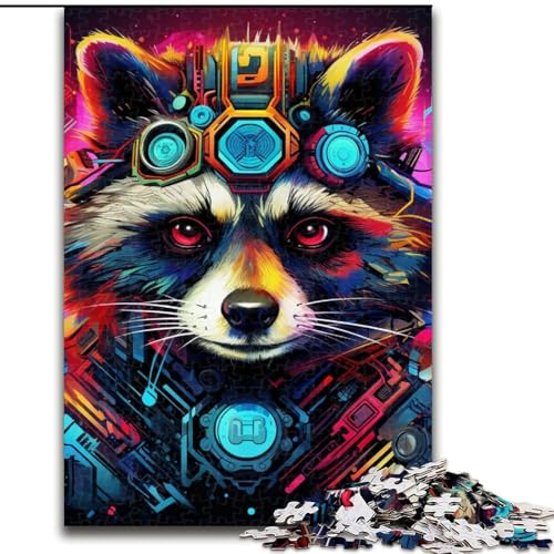 Puzzles für Erwachsene, buntes Waschbär-Puzzle aus Holz, Größe: 50x75cm, anspruchsvolles Denkspiel für Teenager, unterhaltsames interaktives Spiel für die ganze Familie von LYXIANY