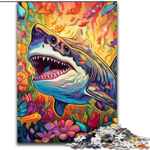 Puzzles für Erwachsene, farbenfrohe Holzpuzzles mit Hai-Motiv, Größe: 50x75cm, anspruchsvolles Denkspiel für Teenager, unterhaltsames interaktives Spiel für die ganze Familie Puzzles für Erwachsene, farbenfrohe Holzpuzzles mit Hai-Motiv, Größe: 50x75cm, anspruchsvolles Denkspiel für Teenager, unterhaltsames interaktives Spiel für die ganze Familie von LYXIANY