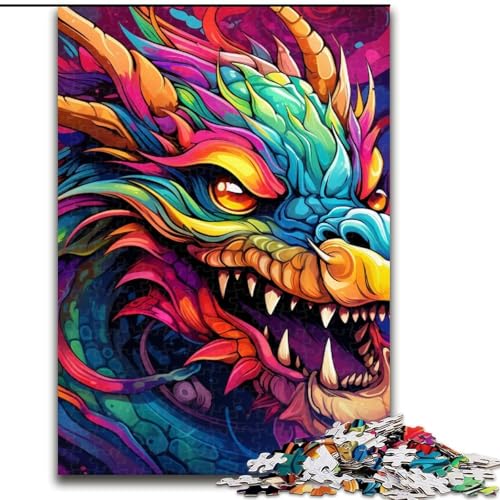 Puzzles für Erwachsene, farbenfrohe Kartonpuzzles mit Drachenmotiv, Größe: 38x26cm, anspruchsvolles Denkspiel für Teenager, unterhaltsames interaktives Spiel für die ganze Familie Puzzles für Erwachsene, farbenfrohe Kartonpuzzles mit Drachenmotiv, Größe: 38x26cm, anspruchsvolles Denkspiel für Teenager, unterhaltsames interaktives Spiel für die ganze Familie von LYXIANY