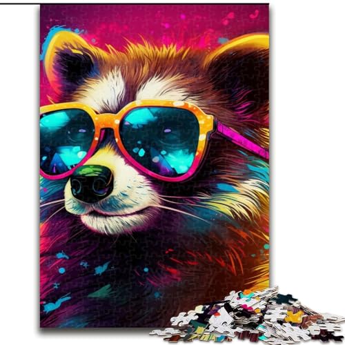 Puzzles für Erwachsene, farbenfrohe Waschbär-Puzzles für Erwachsene, Größe: 50x75cm, für Reiseliebhaber und Paare, anspruchsvolles Spielzeug von LYXIANY