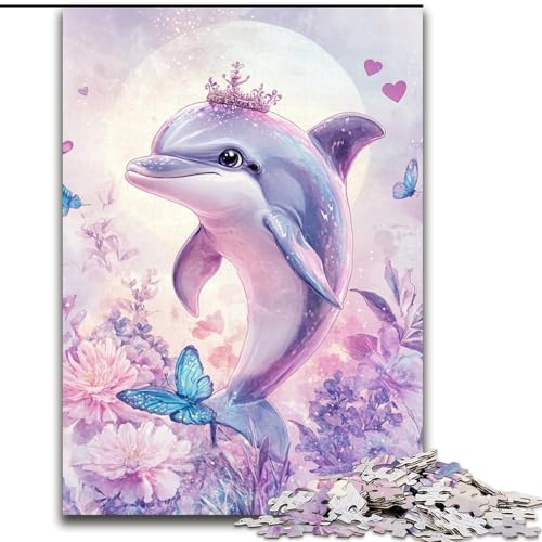 Puzzles für Erwachsene und Jugendliche, 1000-teiliges Puzzle, rosa Delfin, Elefantenspielzeug, Denkspiel, Geburtstagsgeschenk, Geschenke, Wandkunst für Kinder ab 14 Jahren (Größe 26x38cm) von LYXIANY