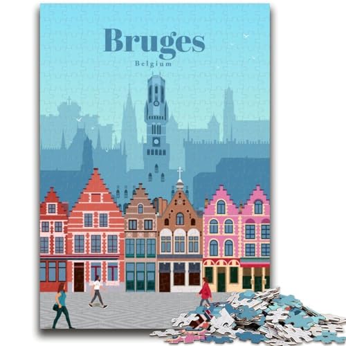 Puzzles für Erwachsene und Jugendliche, 1000-teiliges Puzzle Reise nach Brügge, anspruchsvolles Spiel und Lernspiel für die ganze Familie zum Geburtstag, Weihnachten (Größe 50x75cm) von LYXIANY