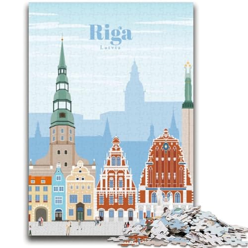 Puzzles für Erwachsene und Jugendliche, 1000-teiliges Puzzle Reise nach Riga, anspruchsvolles Spiel und Lernspiel für die ganze Familie zum Geburtstag, Weihnachten (Größe 38x52cm) von LYXIANY