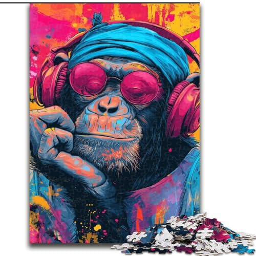 Puzzles für Erwachsene und Jugendliche, AFFE, der Musik hört, Lernspielzeug, Familienspiele, einzigartige Geburtstags- und Geschenkideen, 50x75cm Puzzles für Erwachsene und Jugendliche, AFFE, der Musik hört, Lernspielzeug, Familienspiele, einzigartige Geburtstags- und Geschenkideen, 50x75cm von LYXIANY