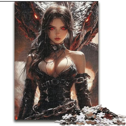 Puzzles für Erwachsene und Jugendliche, Anime-Drachenmädchen, Spielzeug, Lernspiele, Stressabbau, Stärkung der Liebe zwischen Paaren (Größe 50x75cm) von LYXIANY