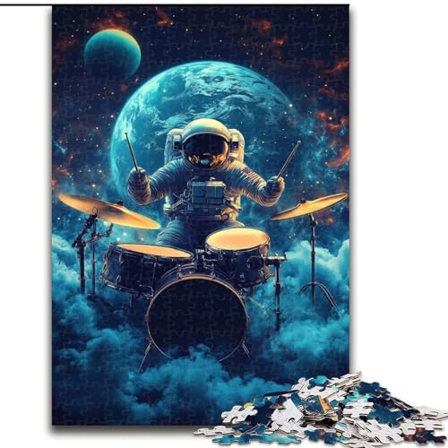 Puzzles für Erwachsene und Jugendliche, Astronaut spielt Schlagzeug, anspruchsvolles Spielspielzeug, Wanddekoration, einzigartige Geburtstags (Größe 26x38cm) von LYXIANY