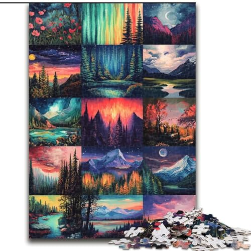 Puzzles für Erwachsene und Jugendliche, Aurora-Collage, Lernspielzeug, Familienspiele, einzigartige Geburtstags- und Geschenkideen, 50x75cm von LYXIANY