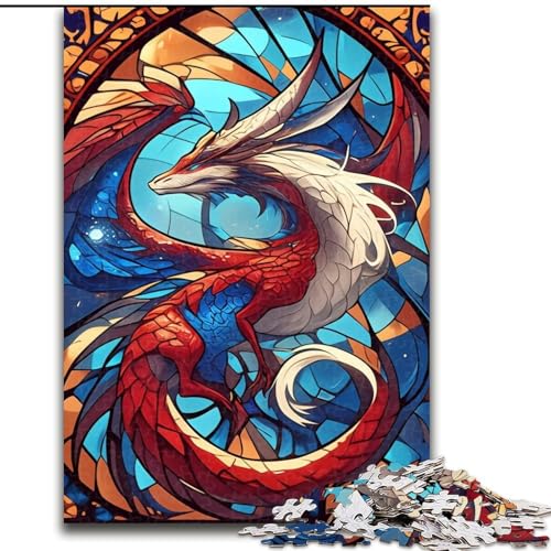 Puzzles für Erwachsene und Jugendliche, Buntglasdrache, anspruchsvolles Spiel und Lernspiel für die ganze Familie zum Geburtstag, Weihnachten, 38x26cm Puzzles für Erwachsene und Jugendliche, Buntglasdrache, anspruchsvolles Spiel und Lernspiel für die ganze Familie zum Geburtstag, Weihnachten, 38x26cm von LYXIANY