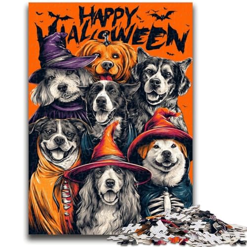 Puzzles für Erwachsene und Jugendliche, Halloween-Hund, dekomprimierendes intellektuelles Lernspielzeug, tolle Geschenke und Spielzeuge, 50x75cm von LYXIANY