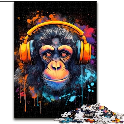 Puzzles für Erwachsene und Jugendliche, Monkey DJ-Musik, Familienspiel zum Stressabbau, schwierige Herausforderung, stärkt die Liebe zwischen Paaren (Größe 50x75cm) von LYXIANY