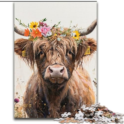 Puzzles für Erwachsene und Jugendliche, Puzzle, Highland Cow-Spielzeug, Lernspiele, Stressabbau, tolle Geschenke und Spielzeuge, 50x75cm von LYXIANY