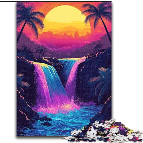 Puzzles für Erwachsene und Jugendliche, Puzzle, Sonnenuntergang, Wasserfall, Spielzeug, Lernspiele, Stressabbau, tolle Geschenke und Spielzeuge, 26x38cm von LYXIANY