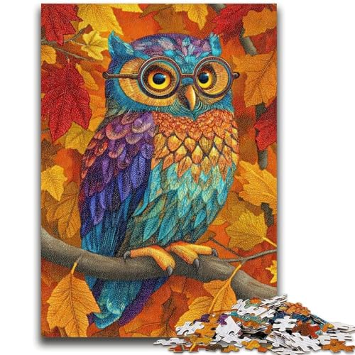 Puzzles für Erwachsene und Jugendliche, Puzzle „Eule mit fallenden Blättern“, Quizspiel ganze Familie, 26x38cm von LYXIANY