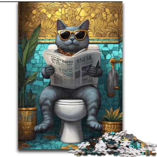 Puzzles für Erwachsene und Jugendliche, Puzzle „Katze auf der Toilette“, Spielzeug, Lernspiele, Stressabbau, tolle Geschenke und Spielzeuge, 26x38cm von LYXIANY