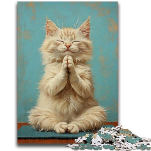 Puzzles für Erwachsene und Jugendliche, Puzzle „Meditierende Katze“, Quizspiel ganze Familie, 26x38cm von LYXIANY