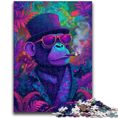 Puzzles für Erwachsene und Jugendliche, Puzzle „Rauchender Schimpanse“, Quizspiel ganze Familie, 50x75cm von LYXIANY