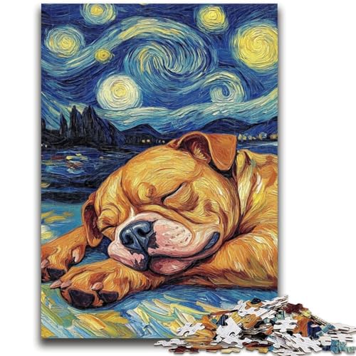 Puzzles für Erwachsene und Jugendliche, Puzzle „Staffordshire Bull Terrier – Nachthimmel-Quizspiel ganze Familie, 50x75cm von LYXIANY