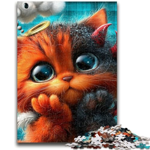 Puzzles für Erwachsene und Jugendliche, Puzzle „Teufelskätzchen“ für Kinder ab 14 Jahren, Lernspiele für Erwachsene und Jugendliche, Kunstwerk, Geschenk, 26x38cm von LYXIANY