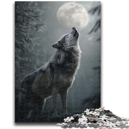 Puzzles für Erwachsene und Jugendliche, Puzzle „Wolf unter dem Mond“, Quizspiel, ganze Familie, 50x75cm von LYXIANY