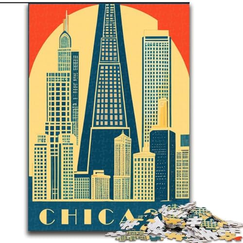 Puzzles für Erwachsene und Jugendliche, Puzzle Chicago, pädagogisches Spielzeug zum Stressabbau, tolle Geschenke und Spielzeuge, 26x38cm von LYXIANY