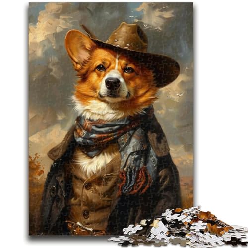 Puzzles für Erwachsene und Jugendliche, Puzzle Cowboy Corgi für Kinder ab 14 Jahren, Lernspiele für Erwachsene und Jugendliche, Kunstwerk, Geschenk, 50x75cm von LYXIANY